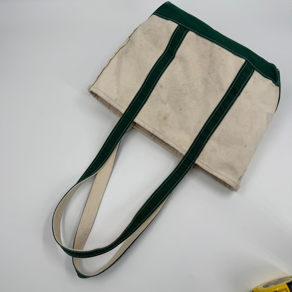 L.L. Bean Boat and Tote Bag Unisex Medium Green Canvas USA Vintage Distressed - Picture 11 of 12